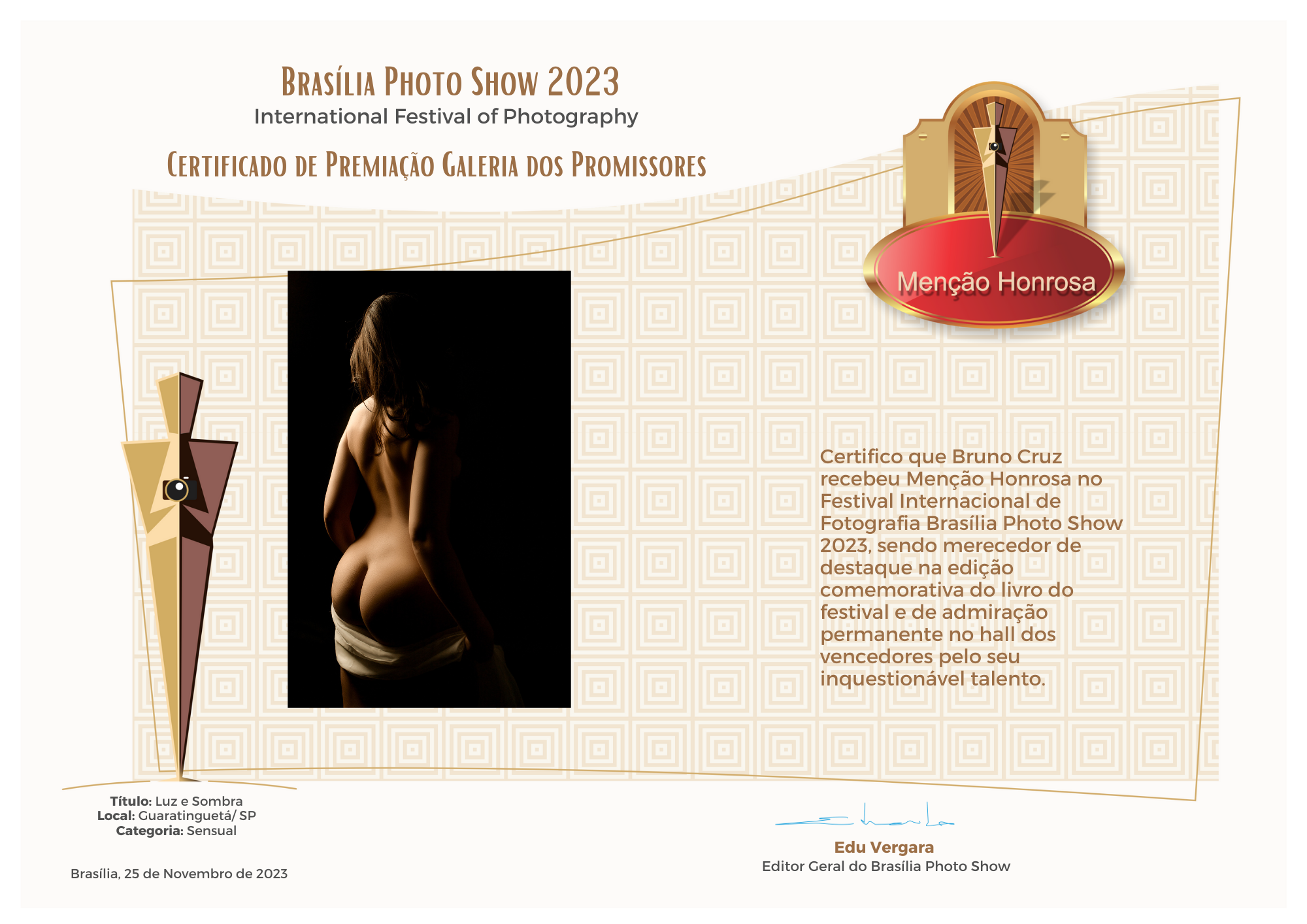 Premiação Menção Honrosa Categoria Sensual - Brasília Photo Show 2023
