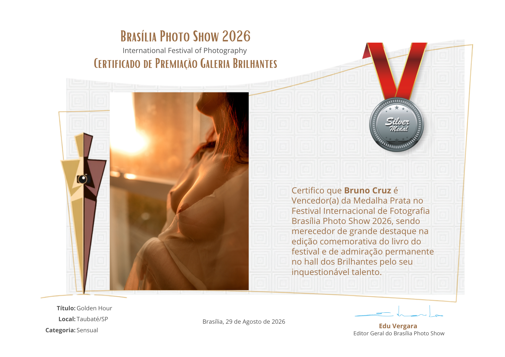 Premiação Medalha de Prata Categoria Sensual - Brasília Photo Show 2026